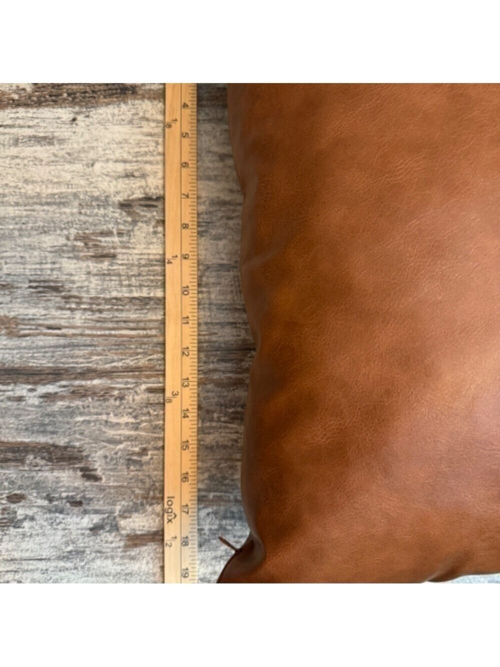 Brown Faux Leather Pillow Cover 19x19 Insert Not Included - Picture 3 of 4